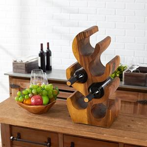 Expositor de Vino de Madera Escultural Único, Forma Curva Orgánica, Decorativo, Organizador de Vino de Madera de Acacia - Product Image 2