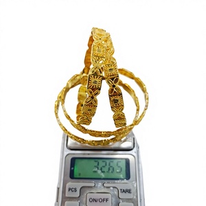 22k Solid Gold <b>Bangle</b> <b>Set</b> for Women Traditional Indian Filigree Flower Design Gold Kada Bracelets Bridal Wedding Jewelry - Product Image 2