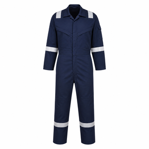 Pantalones de Trabajo Azules para Hombre con Bolsillos Reforzados Negros y Ribete Verde, Uniformes de Poliéster Resistentes a la Abrasión - Product Image 5
