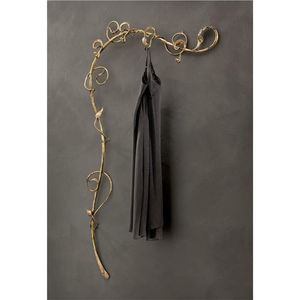 Handmade Antique Gold Iron Vine <b>Wall</b> Hook Decorative Floral Wrought Iron Garment Rack Heavy Duty Metal Coat Hanger for Boutique - Product Image 1