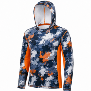 Sweat à capuche de pêche unisexe respirant, anti-humidité, 100% polyester, UPF 50+, logo personnalisé - Product Image 6