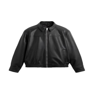 100% Leather Hot Premium Quality Winter <b>Jacket</b> for Men Front Logo Zipper Closure Waterproof Windproof Wool <b>Lined</b> Reversible OEM - Product Image 1