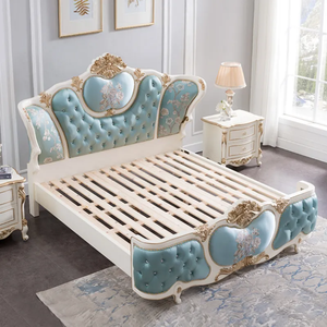 Ensemble de chambre à coucher King Size en bois de mahogany massif de luxe, livraison gratuite, design antique européen, meubles rembourrés et capitonnés - Product Image 3