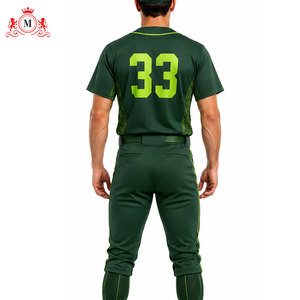 Conjunto de Uniforme de Béisbol Verde para Hombre con Ribete Amarillo Neón y Número 33, Material de Poliéster Transpirable para Adultos - Product Image 6
