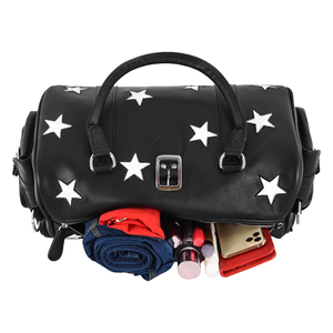 Custom Logo 100% Genuine Nappa Leather Luxury Gym Bag White Star Design Overnight <b>Travel</b> Duffel Padded Handles Multi-Functional - Product Image 5
