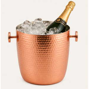 Cubo de Hielo Recubierto de Cobre con Acabado Martillado, Enfriador de Champán y Vino con Asas Laterales para Bar, Hotel, Restaurante, Bodas y Fiestas - Product Image 2