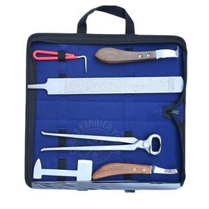 Kit d'outils de fermeur avec râpe de fermeur double face, couteau à sabots à manche en bois, lame à boucle détachable et coupe-buffre en acier, dans un étui - Product Image 1