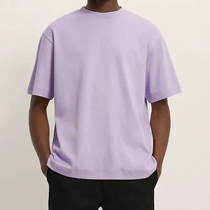 Camiseta Extra Grande de Color Morado Claro para Hombre, Algodón Premium, Corte Holgado, Estilo Minimalista, Informal, con Logotipo Personalizado y Marca Privada - Product Image 4