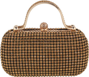 Sac à main de luxe en forme de selle, métallique, étanche, écologique, pour dîner, fête, mariage, avec poignée en cristal et strass - Product Image 1