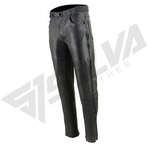 กางเกงมอเตอร์ไซค์หนังแท้ SALVA LEATHER รุ่นพรีเมียมสำหรับผู้ชาย น้ำหนักปานกลาง กันน้ำ เหมาะสำหรับขี่ในฤดูหนาว ซับในผ้าซาติน ทรงลำลอง มีกระเป๋า 4 ช่อง สีดำ - Product Image 3