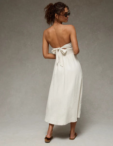 Elegant Strapless Maxi Dress In <b>Cream</b> Color Sheath Silhouette Fitted Formal Wear Woven Fabric 2026 Summer Dress - Product Image 3