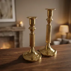 Juego de 2 Portavelas Dorados, Candelabros de Latón Vintage para Mesa de Comedor, Centro de Mesa Elegante para Decoración del Hogar y Bodas - Product Image 5