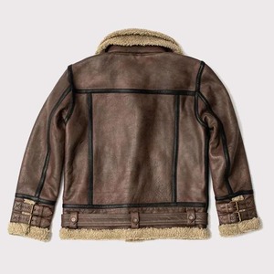 Aviator Brown Shearling <b>Leather</b> <b>Jacket</b> for <b>Men</b> - Product Image 2