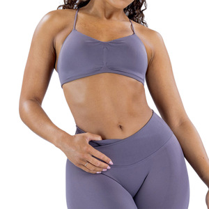 Soutien-gorge de sport yoga personnalisé sans couture, respirant, à bretelles spaghetti, haute maintenance, en Spandex/Nylon à séchage rapide pour femme - Product Image 5