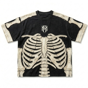 เสื้อยืดโอเวอร์ไซส์ผู้ชาย แขนสั้น คอกลม แต่งแผงสีตัดกัน สไตล์สตรีทแวร์ คุณภาพสูง พิมพ์ลายตามสั่ง - Product Image 2