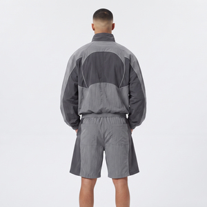 Ensemble short et veste coupe-vent demi-zippée pour homme, décontracté, 100 % nylon polyester, coupe ample, épaules tombantes, style streetwear d'été - Product Image 2