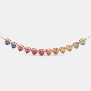 Rose Gold Plated Heart Cut Zircon <b>Choker</b> Necklace Women's Romantic Link Chain Everyday Wear - Product Image 2