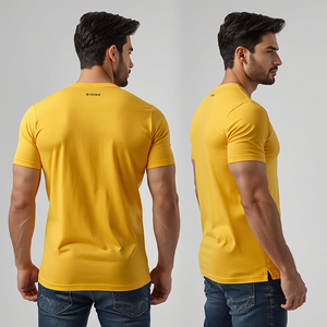 Camiseta Deportiva para Hombre, de Secado Rápido, Diseño Digital Sólido, 220 GSM, Poliéster, Corte Ajustado, Amarillo, Venta al Por Mayor, Suministro a Granel - Product Image 2