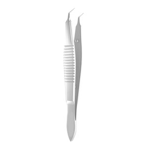 คีมสแตนเลสสตีลสำหรับผ่าตัดจมูกขนาดเล็ก รุ่น Stodulka Manual Forceps สำหรับการสอดแท่งเลนส์ SMILE ด้ามจับแบนแบบมุมโค้ง 100 มม. สำหรับงานจักษุ - Product Image 1