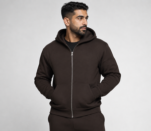 Mens relaxed zip hoodie made with smooth breathable fabric offering flexible comfort and clean street inspired daily wear - Product Image 1