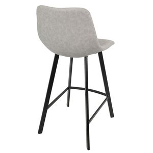 Set di 2 Sgabelli da Bar Industriali Outlaw Neri con Seduta in Ecopelle Grigia - Product Image 4