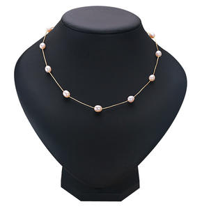 Collar de Perlas de Agua Dulce con Diseño de Nicho Chapado en Oro y Cobre de Lujo Ligero, Collar de Clavícula con Diseño de Estrella - Product Image 5