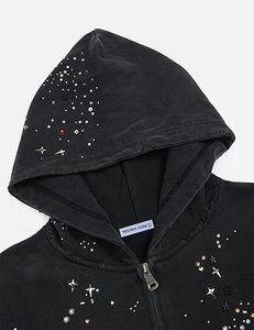 Premium Black <b>Rhinestone</b> Zip Up men's hoodie hoodie for men Streetwear Sparkle Cotton Fleece Fashion <b>Jacket</b> WinterEssential - Product Image 3