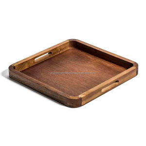 Bandeja de Servir Cuadrada Moderna y Minimalista de Madera de Mango con Asas, Plato de Madera Sólida para Desayuno, Merienda, Té y Café, Ecológico - Product Image 1