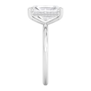 Elegante anillo de compromiso de oro rosa de 10k con diamante cultivado en laboratorio, corte radiante y redondo, solitario con halo oculto y piedras laterales, alta joyería. - Product Image 5
