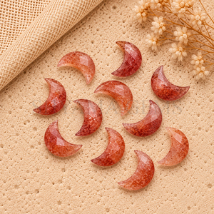 <b>Pink</b> Strawberry Quartz Faceted Crescent Moon 17mm Loose Gemstone for Jewelry Making Wholesale Pendant Crafting Moon Shape Design - Product Image 2
