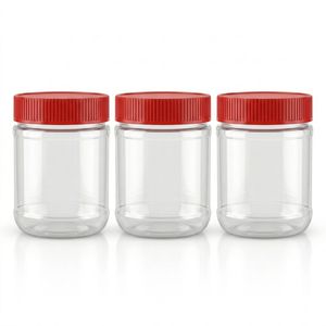 Wholesale Clear Round PET Plastic <b>Jar</b> with Screw Cap for Peanut Butter Food Storage Vietnam Factory Manufacturer OEM ODM - Product Image 1
