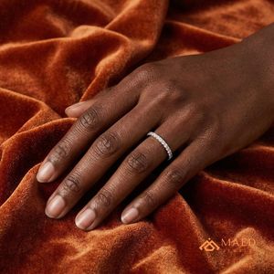 Anillo de Compromiso y Matrimonio de Eternidad con Moissanita en Plata Chapada en Oro Rosa, Engaste de Garras, Joyería Nupcial de Lujo para Mujer - Product Image 5