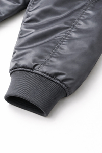 High Quality Triveers <b>Men's</b> Grey Satin Bomber <b>Jacket</b> Regular Fit Stand Collar Zipper Pocket Casual Wear With Buttons <b>Jacket</b> - Product Image 5