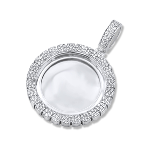 Colgante de Lujo de Plata 925 con Baño de Rodio, Oro Rosa y Oro Blanco, con Moissanita Engastada en Bisel, Diseño Iced Charm para Uso Diario, Unisex - Product Image 2