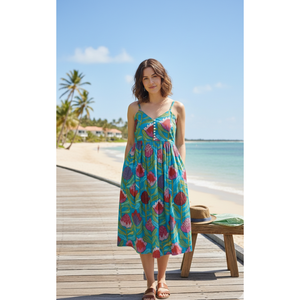 Vestido casual con tirantes Teal Dahlia talla S - Product Image 1