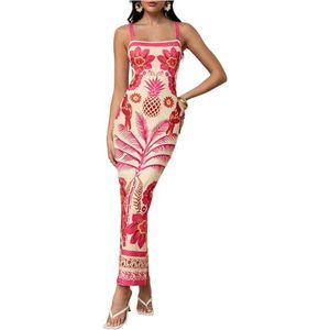 Vestido Largo de Gasa Tropical para Mujer, con Lazo en la Espalda, Sin Mangas, Formal y Casual, para Primavera/Verano, Vacaciones, 100% Algodón - Product Image 1