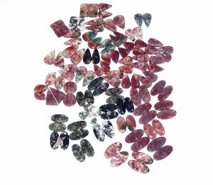 Natural <b>Moss</b> <b>Agate</b> Pair Cabochon Mix Shape and Size Hand Carving <b>Moss</b> <b>Agate</b> Pair Cabochon Loose Gemstone for Jewellery Making - Product Image 2