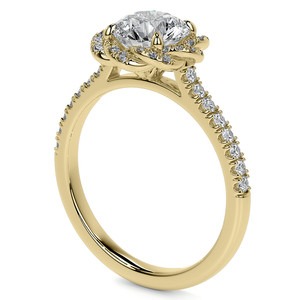 Anillo de compromiso, aniversario o boda, elegante y moderno, de oro de 14k/18k, con halo retorcido, diamante brillante cultivado en laboratorio, certificado IGI, estilo catedral. - Product Image 2
