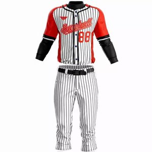 Camiseta de Béisbol para Hombre, Manga Larga, Rayas Blancas y Azules, Cierre de Botones, Transpirable, Poliéster, Corte Regular, para Todas las Temporadas, Ropa para Adultos - Product Image 5