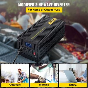 Inverter di Potenza a Onda Sinusoidale Modificata 2000W con Display LCD, Telecomando, LED, da DC 12V a AC 120V, Convertitore per Auto, Potenza di Picco 1600W 1000W - Product Image 2