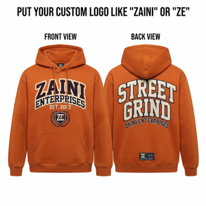 <b>Men</b> Pullover Hoodie 400 GSM Cotton Fleece Heavyweight for <b>Orange</b> Custom Chenille Embroidery Logo Streetwear Premium Autumn - Product Image 1