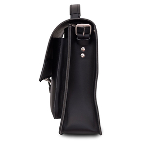 Sac messager unisexe en cuir noir uni avec sangle réglable et fermeture à boucle classique, idéal pour le bureau, durable, toutes saisons - Product Image 2