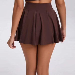 Jupe courte plissée taille haute pour femme, couleur unie, respirante, style sportif, bleu, tissu tissé en spandex et polyester, toutes saisons - Product Image 3
