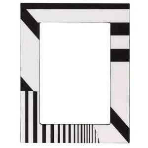 Cadre photo en os noir avec bordure intérieure et extérieure, ligne centrale en os blanc, incrustation d'os pour la décoration intérieure - Product Image 6
