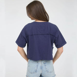 OEM 2026 New Arrival Wholesale Custom Summer Women's Denim Star Patch Short Sleeve Knit <b>T</b>-<b>shirts</b> Made by TRIOTAKE INDUSTRY - Product Image 6