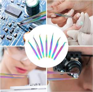 DANTRIC IMPLANTS SA-21 6 ชิ้น ชุดแหนบต่อขนตาสแตนเลสแบบแม่นยำ ปลายตรง ปลายโค้ง ปลายเรียบ สำหรับต่อขนตา 11.5 ซม. - Product Image 4