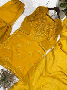 <b>Party</b> Wear Sharara Suit Set with Embroidered Georgette Dupatta & GPO Lace Design - Product Image 3