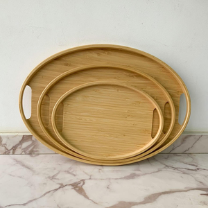 Bandeja de Servir Ovalada Premium de Bambú con Asas Integradas, Ecológica, Hecha a Mano, para Servir Desayuno, Té, Café y Comida en el Hogar - Product Image 3