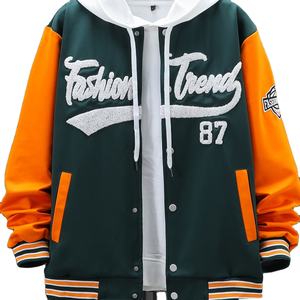 Veste universitaire d'hiver en toile imprimée avec logo personnalisé pour hommes avec un grand confort et un style vintage - Product Image 1