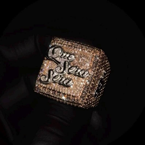 Luxury Moissanite Diamond Custom Script <b>Ring</b> Rose Gold Iced Out Statement <b>Ring</b> Personalized <b>Name</b> Jewels Hip Hop Bold Gift Design - Product Image 1